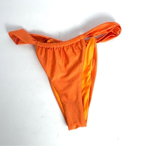 Bikini Set Swimsuit Orange  Underwire Top High waisted Bottom Tie Back Size S - Picture 5 of 10
